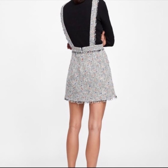 NWT Zara Tweed Mini Skirt with Suspenders - Picture 4 of 12